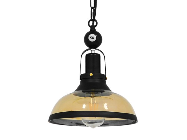 GLOBOSTAR® BILLIARD 00971 Vintage Κρεμαστό Φωτιστικό Οροφής με Ντουί 1 x E27 AC 220-240V IP20 - Mαύρο & Μελί - Μ25 x Π25 x Υ29cm