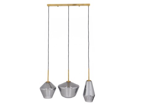 GLOBOSTAR® AMARIS 00975 Μοντέρνο Κρεμαστό Φωτιστικό Οροφής με Ντουί 3 x E27 AC 220-240V IP20 - Χρυσό & Ασημί - Μ75 x Π30 x Υ30cm
