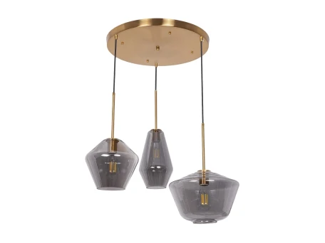 GLOBOSTAR® AMARIS 00976 Μοντέρνο Κρεμαστό Φωτιστικό Οροφής με Ντουί 3 x E27 AC 220-240V IP20 - Χρυσό & Ασημί - Μ70 x Π60 x Y50cm
