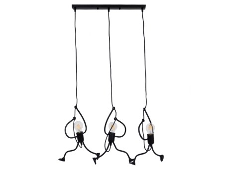 GLOBOSTAR® LITTLE MAN 00980 Μοντέρνο Κρεμαστό Φωτιστικό Οροφής με Ντουί 3 x E27 AC 220-240V IP20 - Μαύρο - Μ70 x Π10 x Υ105cm