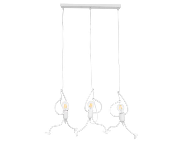 GLOBOSTAR® LITTLE MAN 00981 Μοντέρνο Κρεμαστό Φωτιστικό Οροφής με Ντουί 3 x E27 AC 220-240V IP20 - Λευκό - Μ70 x Π10 x Υ105cm
