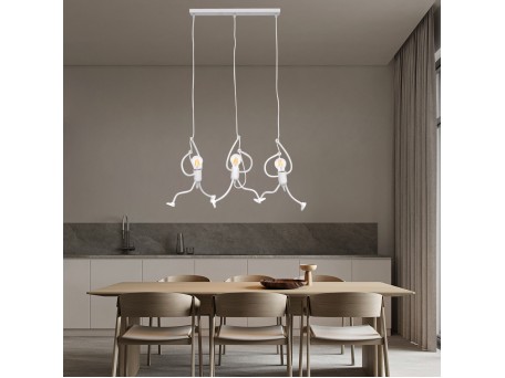 GLOBOSTAR® FIGURE 10000981 Παιδικό Κρεμαστό Φωτιστικό Οροφής με Ντουί 3 x E27 AC 220-240V IP20 - Λευκό - Μ70 x Π10 x Υ105cm