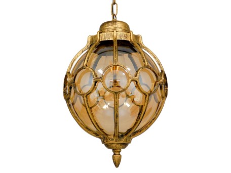 GLOBOSTAR® ETOILE 00987 Vintage Κρεμαστό Φωτιστικό Οροφής με Ντουί 1 x E27 AC 220-240V IP20 - Μπρούτζινο Εφέ Σκουριάς & Μελί - Μ28 x Π28 x Y38cm