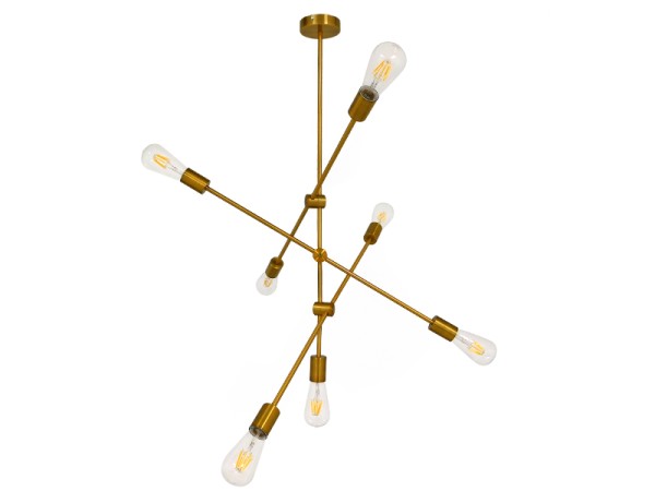 GLOBOSTAR® ESTHER 00993 Μοντέρνο Κρεμαστό Φωτιστικό Οροφής με Ντουί 7 x E27 AC 220-240V IP20 - Χρυσό - Μ75 x Π75 x Υ88cm