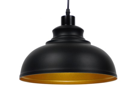 GLOBOSTAR® ANDY 01000 Μοντέρνο Κρεμαστό Φωτιστικό Οροφής με Ντουί 1 x E27 AC 220-240V IP20 - Μαύρο & Χρυσό - Μ35 x Π35 x Υ28cm