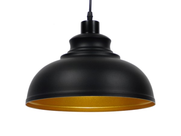 GLOBOSTAR® ANDY 01000 Μοντέρνο Κρεμαστό Φωτιστικό Οροφής με Ντουί 1 x E27 AC 220-240V IP20 - Μαύρο & Χρυσό - Μ35 x Π35 x Υ28cm