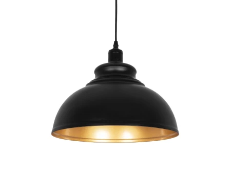 GLOBOSTAR® ANDY 01000 Μοντέρνο Κρεμαστό Φωτιστικό Οροφής με Ντουί 1 x E27 AC 220-240V IP20 - Μαύρο & Χρυσό - Μ35 x Π35 x Υ28cm