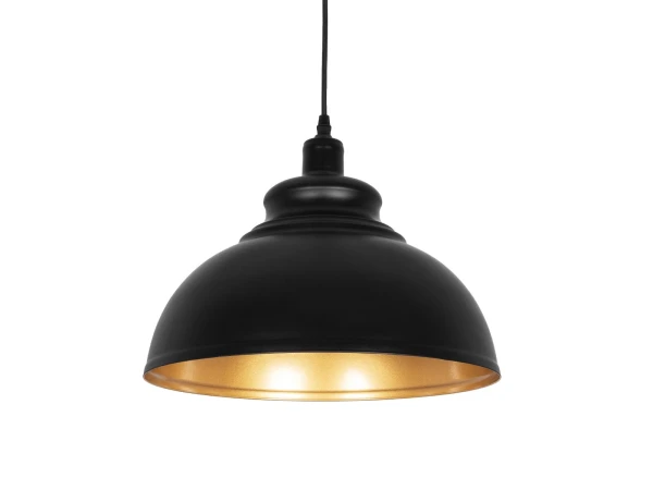 GLOBOSTAR® ANDY 01000 Μοντέρνο Κρεμαστό Φωτιστικό Οροφής με Ντουί 1 x E27 AC 220-240V IP20 - Μαύρο & Χρυσό - Μ35 x Π35 x Υ28cm