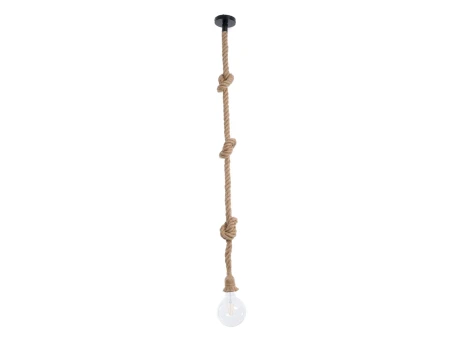 GLOBOSTAR® ROPE 01018 Boho Κρεμαστό Φωτιστικό Οροφής με Ντουί 1 x E27 AC 220-240V IP20 - Μπεζ - Μ3.5 x Π3.5 x Υ200cm