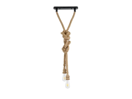 GLOBOSTAR® ROPE 01019 Boho Κρεμαστό Φωτιστικό Οροφής με Ντουί 2 x E27 AC 220-240V IP20 - Μπεζ - Μ38 x Π3.5 x Υ200cm