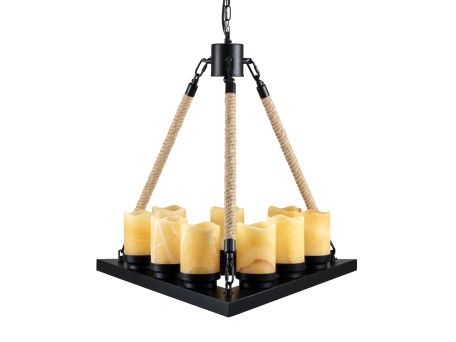 GLOBOSTAR® DOME 10001021 Vintage Κρεμαστό Φωτιστικό Οροφής με Ντουί 9 x E27 AC 220-240V IP20 - Μπεζ & Μαύρο - Μ68 x Π60 x Υ50cm