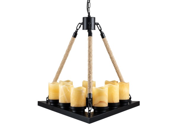 GLOBOSTAR® DOME 10001021 Vintage Κρεμαστό Φωτιστικό Οροφής με Ντουί 9 x E27 AC 220-240V IP20 - Μπεζ & Μαύρο - Μ68 x Π60 x Υ50cm