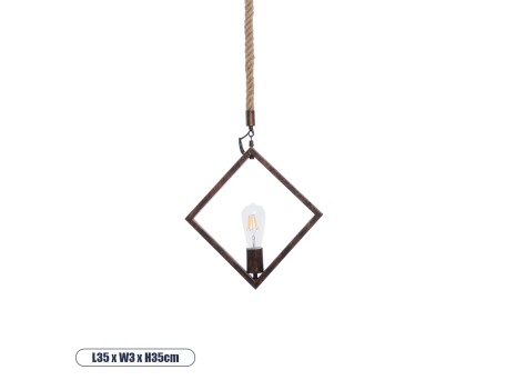 GLOBOSTAR® ALCO 01023 Vintage Κρεμαστό Φωτιστικό Οροφής με Ντουί 1 x E27 AC 220-240V IP20 - Χάλκινο & Μπεζ - Μ35 x Π3 x Υ35cm