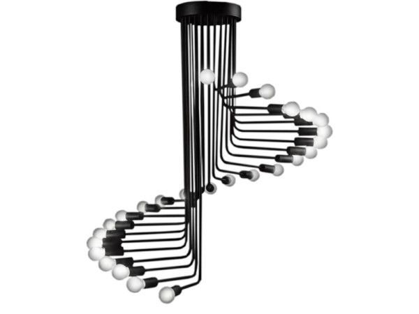 GLOBOSTAR® STAIRS 01024 Μοντέρνο Φωτιστικό Οροφής με Ντουί 26 x E27 AC 220-240V IP20 - Μαύρο - Μ80 x Π80 x Υ95cm