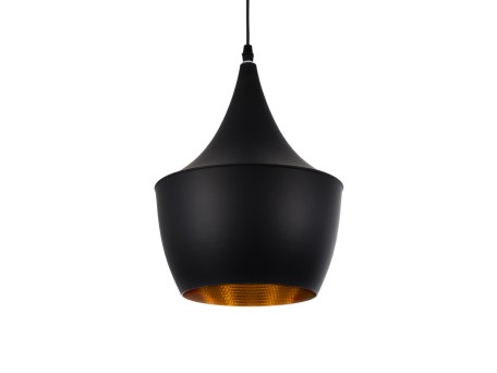 GLOBOSTAR® SHANGHAI 01025-A Μοντέρνο Κρεμαστό Φωτιστικό Οροφής με Ντουί 1 x E27 AC 220-240V IP20 - Μαύρο & Χρυσό - Μ24 x Π24 x Υ30cm