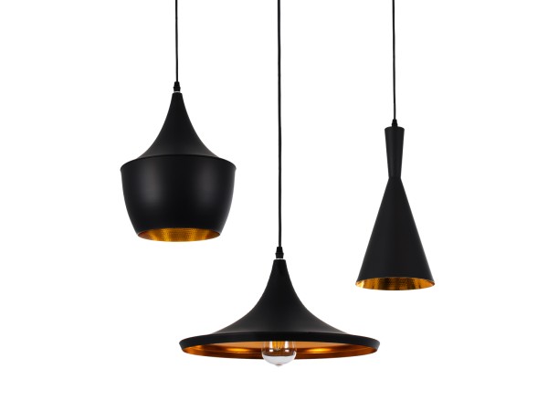 GLOBOSTAR® SHANGHAI 01025 Μοντέρνο Κρεμαστό Φωτιστικό Οροφής με Ντουί 3 x E27 AC 220-240V IP20 - Μαύρο & Χρυσό - Μ79.5 x Π79.5 x Υ38cm - Σετ 3 Τεμαχίων