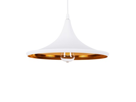 GLOBOSTAR® SHANGHAI 01026-B Μοντέρνο Κρεμαστό Φωτιστικό Οροφής με Ντουί 1 x E27 AC 220-240V IP20 - Λευκό & Χρυσό - Μ37 x Π37 x Υ17cm