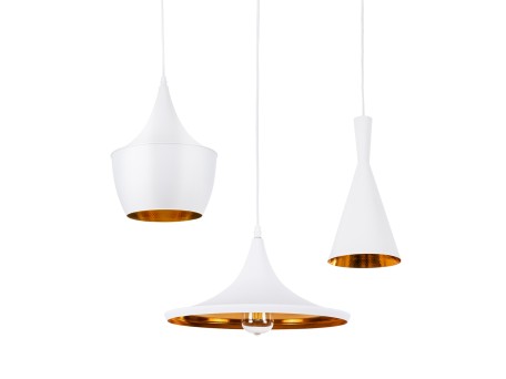 GLOBOSTAR® SHANGHAI 01026 Μοντέρνο Κρεμαστό Φωτιστικό Οροφής με Ντουί 3 x E27 AC 220-240V IP20 - Λευκό & Χρυσό - Μ79.5 x Π79.5 x Υ38cm - Σετ 3 Τεμαχίων