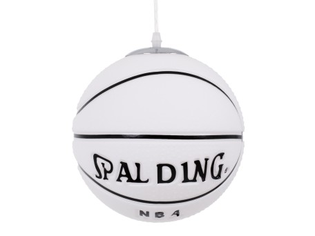 GLOBOSTAR® SPALDING NBA 01031 Παιδικό Κρεμαστό Φωτιστικό Οροφής με Ντουί 1 x E27 AC 220-240V IP20 - Λευκό & Μαύρο - Μ25 x Π25 x Υ25cm