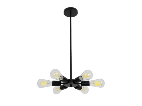 GLOBOSTAR® CONFOR 01036 Μοντέρνο Φωτιστικό Οροφής με Ντουί 6 x E27 AC 220-240V IP20 - Μαύρο - Μ26 x Π26 x Υ4cm