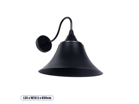 GLOBOSTAR® BELL 01038 Vintage Φωτιστικό Τοίχου - Απλίκα με Ντουί 1 x E27 AC 220-240V IP20 - Μαύρο - Μ35 x Π28.5 x Υ30cm