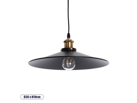 GLOBOSTAR® CARAVEL 01042 Vintage Κρεμαστό Φωτιστικό Οροφής με Ντουί 1 x E27 AC 220-240V IP20 - Μαύρο & Χρυσό - Μ36 x Π36 x Υ10cm