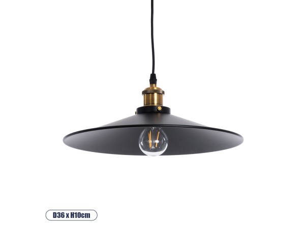 GLOBOSTAR® CARAVEL 01042 Vintage Κρεμαστό Φωτιστικό Οροφής με Ντουί 1 x E27 AC 220-240V IP20 - Μαύρο & Χρυσό - Μ36 x Π36 x Υ10cm