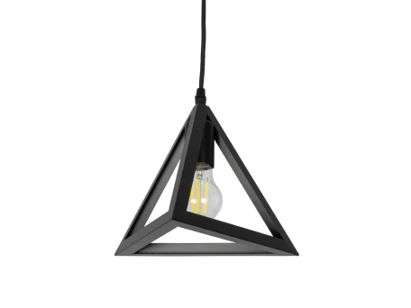 GLOBOSTAR® TRIANGLE 01063 Μοντέρνο Κρεμαστό Φωτιστικό Οροφής με Ντουί 1 x E27 AC 220-240V IP20 - Μαύρο - Μ25 x Π25 x Y21cm