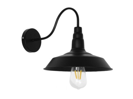 GLOBOSTAR® RAY 01065 Vintage Φωτιστικό Τοίχου - Απλίκα με Ντουί 1 x E27 AC 220-240V IP20 - Μαύρο - Μ26 x Π37 x Υ32cm