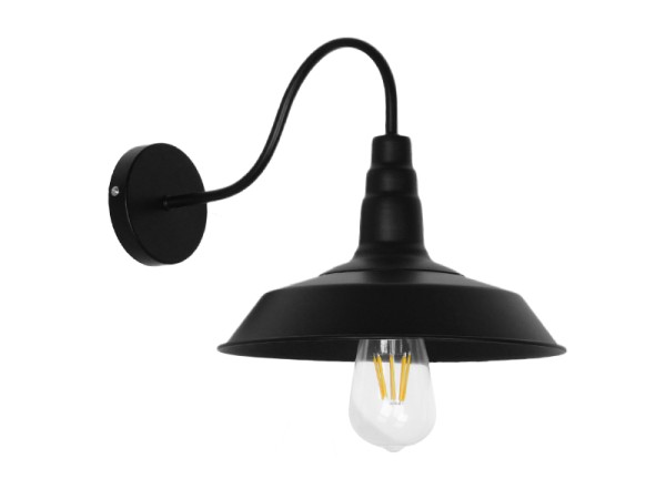GLOBOSTAR® RAY 01065 Vintage Φωτιστικό Τοίχου - Απλίκα με Ντουί 1 x E27 AC 220-240V IP20 - Μαύρο - Μ26 x Π37 x Υ32cm