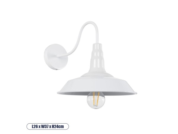 GLOBOSTAR® RAY 01066 Vintage Φωτιστικό Τοίχου - Απλίκα με Ντουί 1 x E27 AC 220-240V IP20 - Λευκό - Μ26 x Π37 x Υ32cm