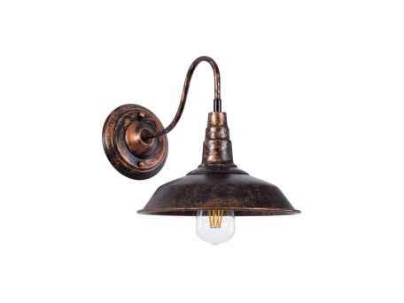 GLOBOSTAR® RAY 01067 Vintage Φωτιστικό Τοίχου - Απλίκα με Ντουί 1 x E27 AC 220-240V IP20 - Χάλκινο Εφέ Σκουριάς - Μ26 x Π37 x Υ32cm