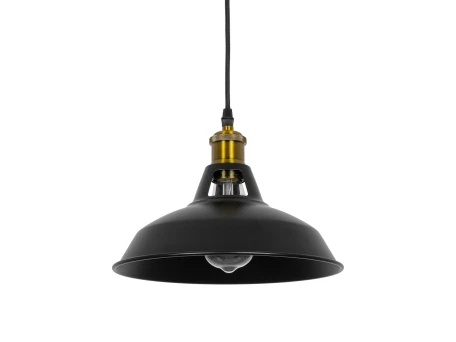 GLOBOSTAR® ANER 01073 Vintage Κρεμαστό Φωτιστικό Οροφής με Ντουί 1 x E27 AC 220-240V IP20 - Μαύρο & Χρυσό - Μ27.5 x Π27.5 x Υ19cm