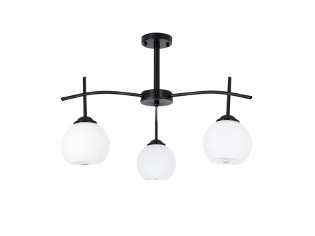 GLOBOSTAR® LUNA 01087 Μοντέρνο Φωτιστικό Οροφής με Ντουί 3 x E27 AC 220-240V IP20 - Λευκό & Μαύρο - Μ45 x Π45 x Υ40cm