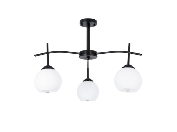 GLOBOSTAR® LUNA 01087 Μοντέρνο Φωτιστικό Οροφής με Ντουί 3 x E27 AC 220-240V IP20 - Λευκό & Μαύρο - Μ45 x Π45 x Υ40cm