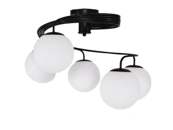 GLOBOSTAR® SELINA 01090 Μοντέρνο Φωτιστικό Οροφής με Ντουί 5 x E27 AC 220-240V IP20 - Μαύρο & Λευκό - Μ63 x Π63 x Υ47cm