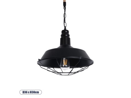 GLOBOSTAR® CRANE 01109 Vintage Κρεμαστό Φωτιστικό Οροφής με Ντουί 1 x E27 AC 220-240V IP20 - Μαύρο & Μπεζ - Μ36 x Π36 x Υ30cm