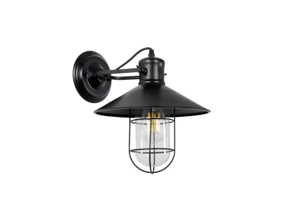 GLOBOSTAR® CELL 01118 Vintage Φωτιστικό Τοίχου - Απλίκα με Ντουί 1 x E27 AC 220-240V IP20 - Μαύρο - Μ26.5 x Π32 x Υ30cm