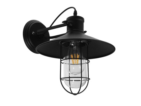 GLOBOSTAR® CELL 01118 Vintage Φωτιστικό Τοίχου - Απλίκα με Ντουί 1 x E27 AC 220-240V IP20 - Μαύρο - Μ33 x Π27 x Υ33cm