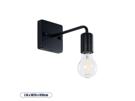 GLOBOSTAR® MISSAM 01119 Μοντέρνο Φωτιστικό Τοίχου - Απλίκα με Ντουί 1 x E27 AC 220-240V IP20 - Μαύρο - Μ14 x Π20 x Υ10cm