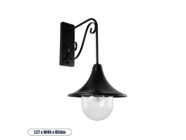 GLOBOSTAR® ANNIEL 01123 Vintage Φωτιστικό Τοίχου - Απλίκα με Ντουί 1 x E27 AC 220-240V IP20 - Μαύρο - Μ27 x Π40 x Υ56cm
