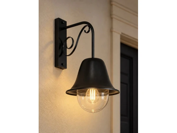 GLOBOSTAR® ANNIEL 01123 Vintage Φωτιστικό Τοίχου - Απλίκα με Ντουί 1 x E27 AC 220-240V IP20 - Μαύρο - Μ25 x Π32 x Υ50cm