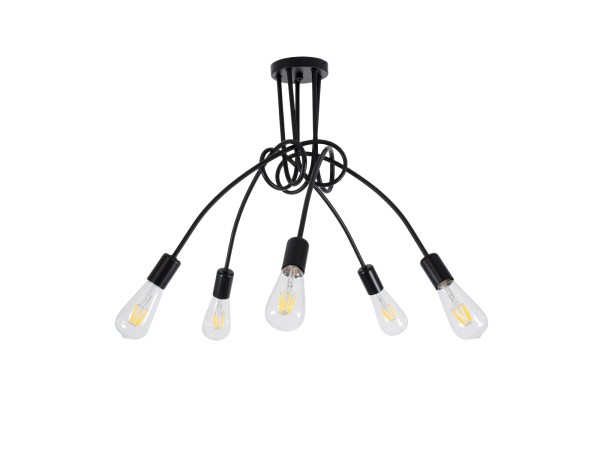 GLOBOSTAR® PAULELI 01127 Μοντέρνο Φωτιστικό Οροφής με Ντουί 5 x E27 AC 220-240V IP20 - Μαύρο - Μ76 x Π76 x Υ45cm