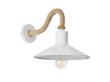 GLOBOSTAR® VINSA 01130 Boho Φωτιστικό Τοίχου - Απλίκα με Ντουί 1 x E27 AC 220-240V IP20 - Λευκό & Μπεζ - Μ37.5 x Π26.7 x Υ25cm