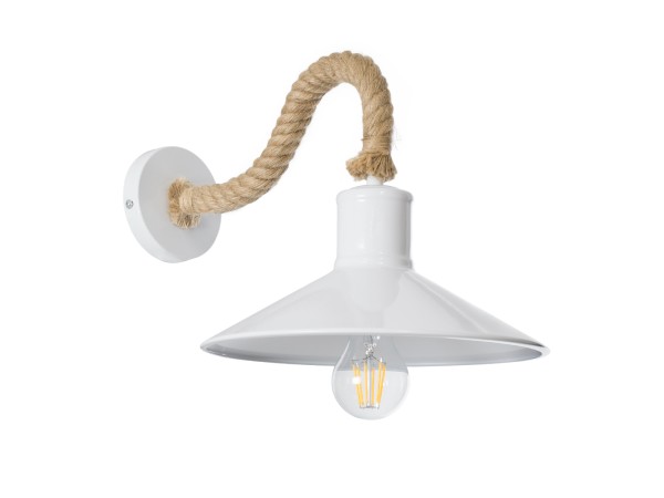 GLOBOSTAR® VINSA 01130 Boho Φωτιστικό Τοίχου - Απλίκα με Ντουί 1 x E27 AC 220-240V IP20 - Λευκό & Μπεζ - Μ37.5 x Π26.7 x Υ25cm