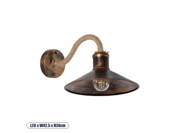 GLOBOSTAR® BRASTA 01131 Vintage Φωτιστικό Τοίχου - Απλίκα με Ντουί 1 x E27 AC 220-240V IP20 - Χάλκινο & Μπεζ - Μ26 x Π42.5 x Υ24cm GLOBOSTAR® BRASTA 01131 Vintage Φωτιστικό Τοίχου - Απλίκα με Ντουί 1 x E27 AC 220-240V IP20 - Χάλκινο & Μπεζ - Μ26 x Π42.5 x Υ24cm