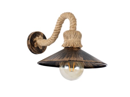 GLOBOSTAR® BRASSO 01132 Vintage Φωτιστικό Τοίχου - Απλίκα με Ντουί 1 x E27 AC 220-240V IP20 - Μπεζ & Χάλκινο Εφέ Σκουριάς - Μ38 x Π26.7 x Υ22cm