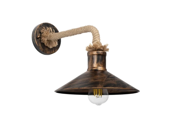 GLOBOSTAR® VINSA 01136 Boho Φωτιστικό Τοίχου - Απλίκα με Ντουί 1 x E27 AC 220-240V IP20 - Χάλκινο & Μπεζ - Μ26 x Π40 x Υ28cm
