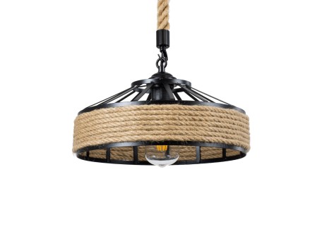 GLOBOSTAR® SAHARA 01146 Boho Κρεμαστό Φωτιστικό Οροφής με Ντουί 1 x E27 AC 220-240V IP20 - Μπεζ & Μαύρο - Μ31 x Π31 x Υ14cm