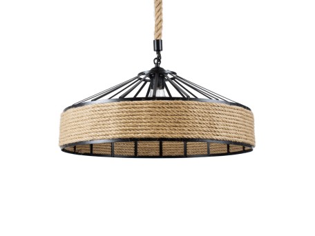 GLOBOSTAR® SAHARA 01147 Vintage Κρεμαστό Φωτιστικό Οροφής με Ντουί 1 x E27 AC 220-240V IP20 - Μαύρο & Μπεζ - Μ40 x Π40 x Υ32cm
